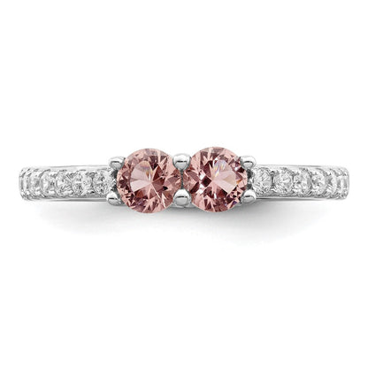 Sterlingsilber Rhodiniert Rosa Zirkonia Ring