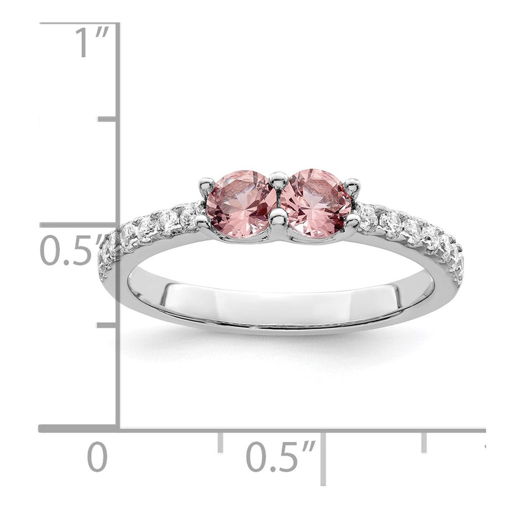 Sterlingsilber Rhodiniert Rosa Zirkonia Ring