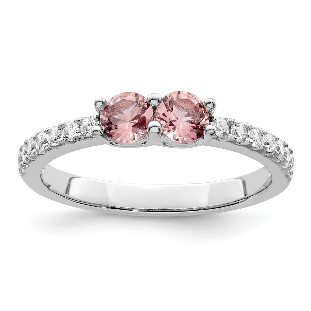 Sterlingsilber Rhodiniert Rosa Zirkonia Ring