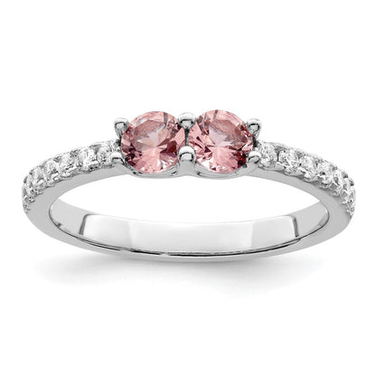 Sterlingsilber Rhodiniert Rosa Zirkonia Ring