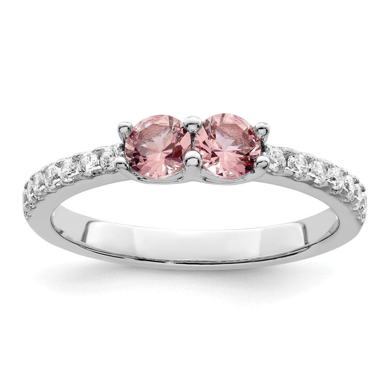 Sterlingsilber Rhodiniert Rosa Zirkonia Ring