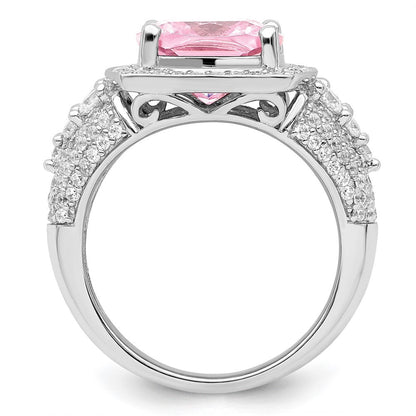 Sterlingsilber Rhodiniert Weiß und Rosa Zirkonia Ring