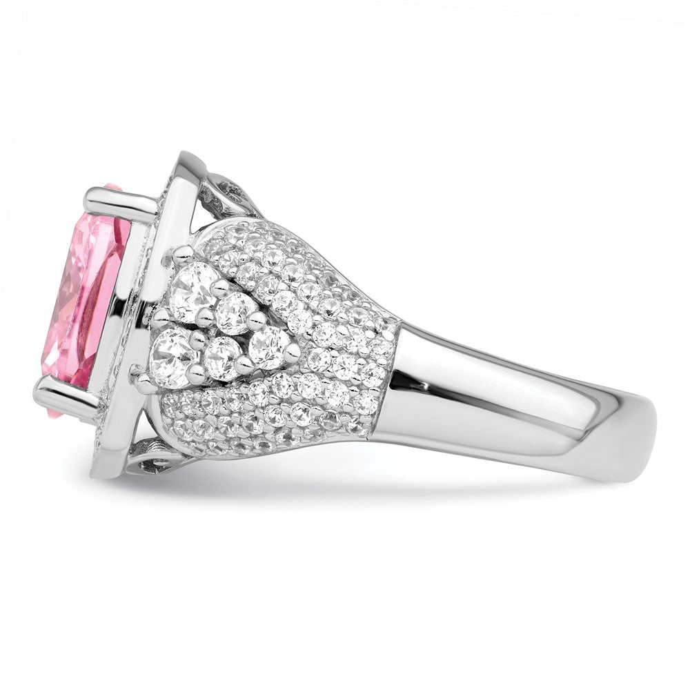 Sterlingsilber Rhodiniert Weiß und Rosa Zirkonia Ring