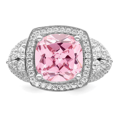 Sterlingsilber Rhodiniert Weiß und Rosa Zirkonia Ring