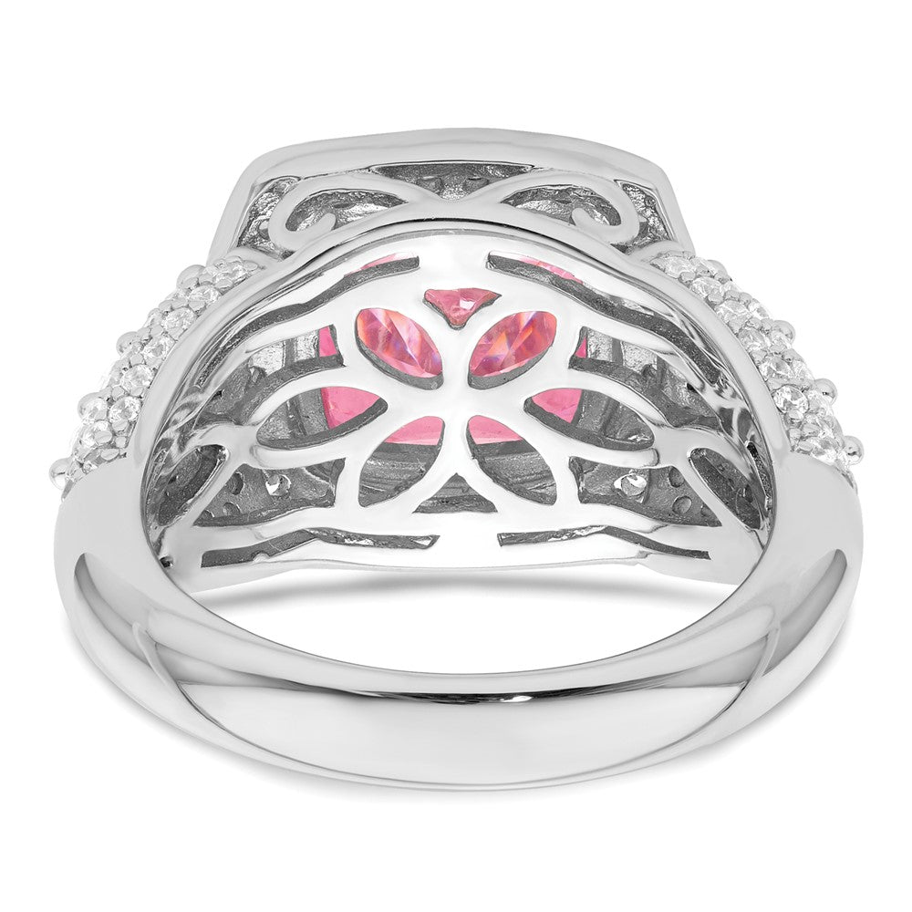 Sterlingsilber Rhodiniert Weiß und Rosa Zirkonia Ring