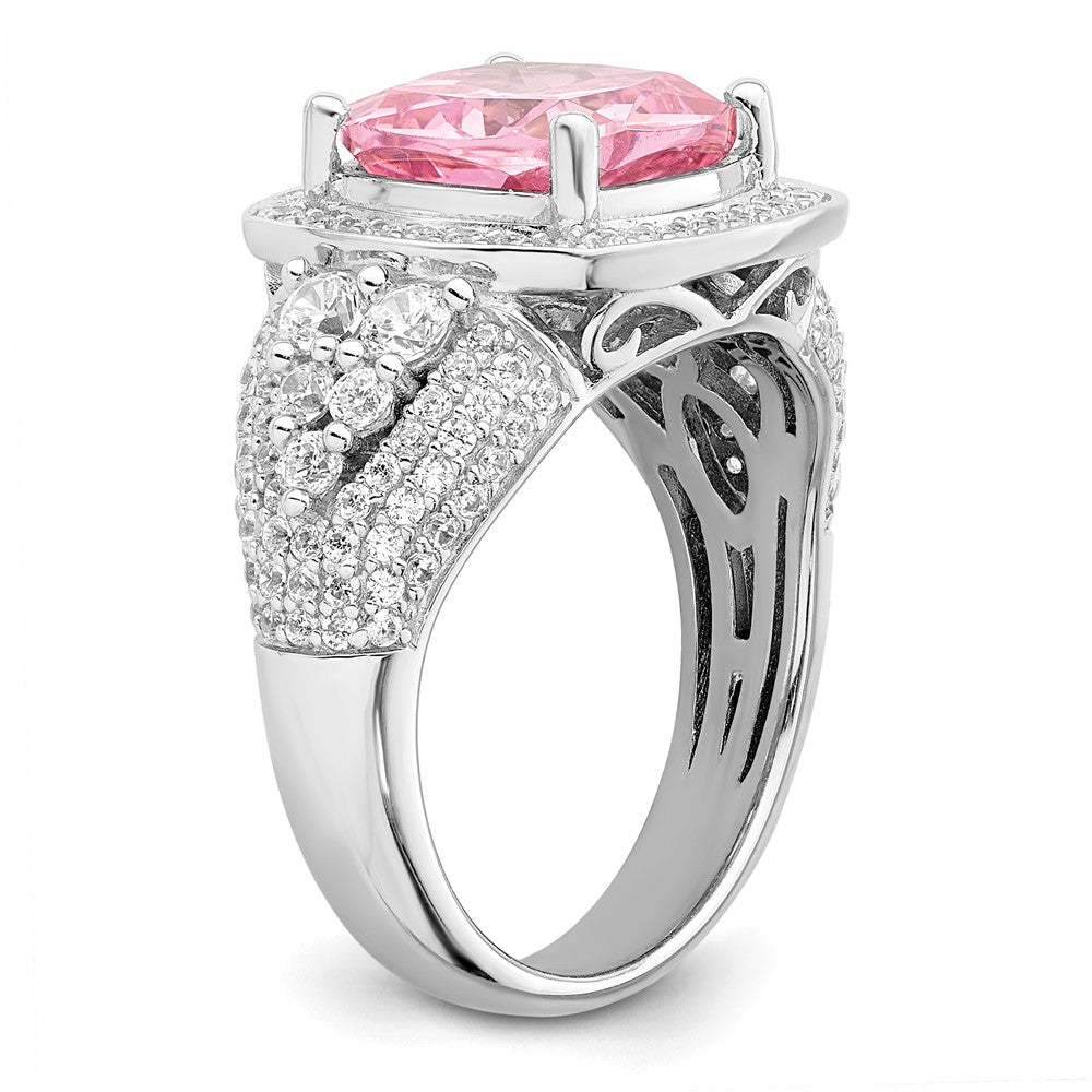 Sterlingsilber Rhodiniert Weiß und Rosa Zirkonia Ring