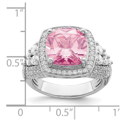 Sterlingsilber Rhodiniert Weiß und Rosa Zirkonia Ring