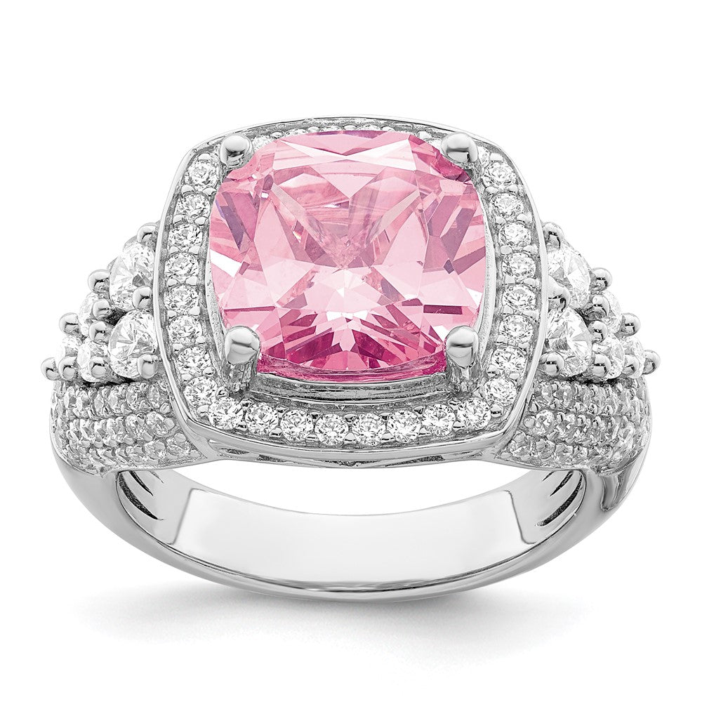 Sterlingsilber Rhodiniert Weiß und Rosa Zirkonia Ring
