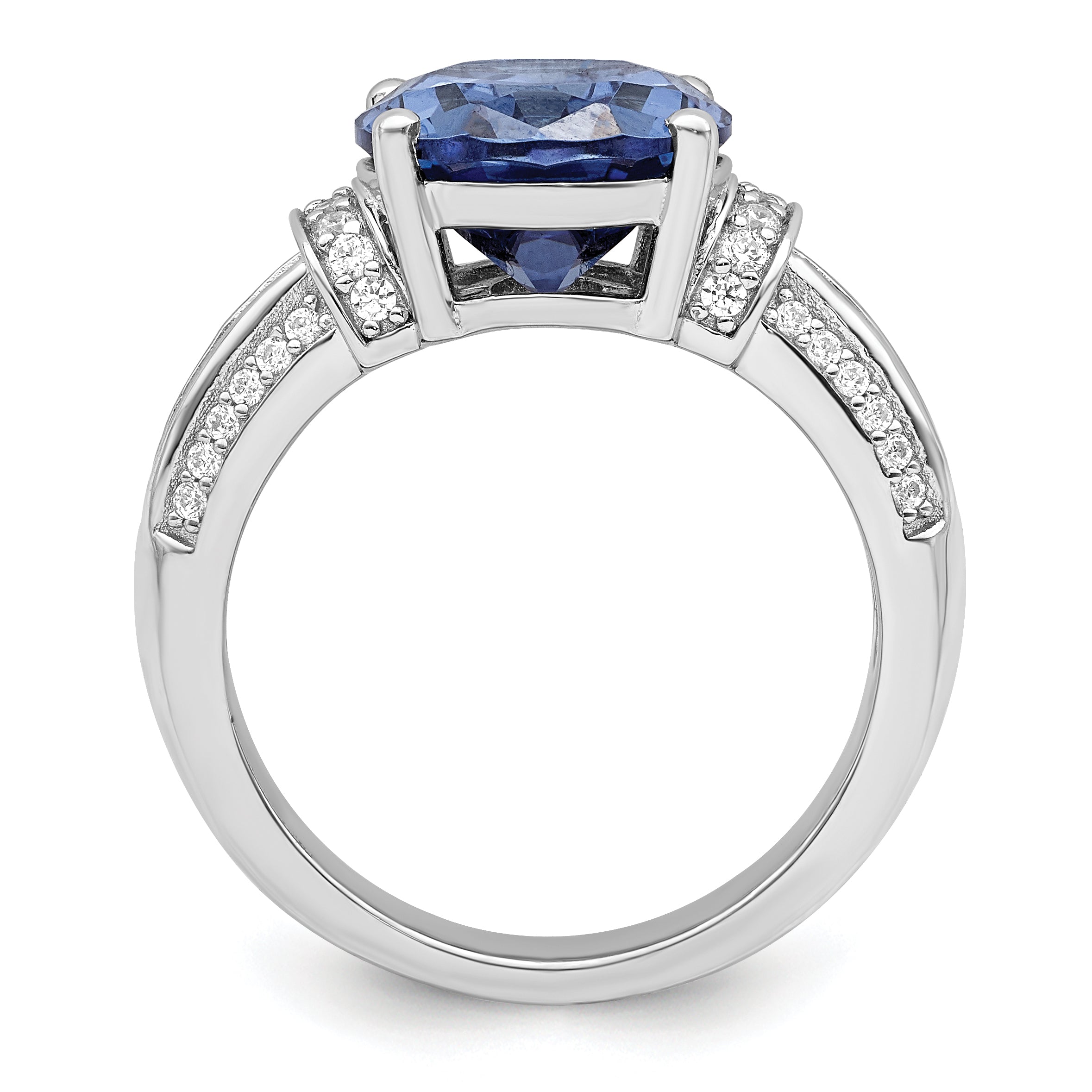 Sterlingsilber Rhodiniert Blau & Weiß Zirkonia Ring