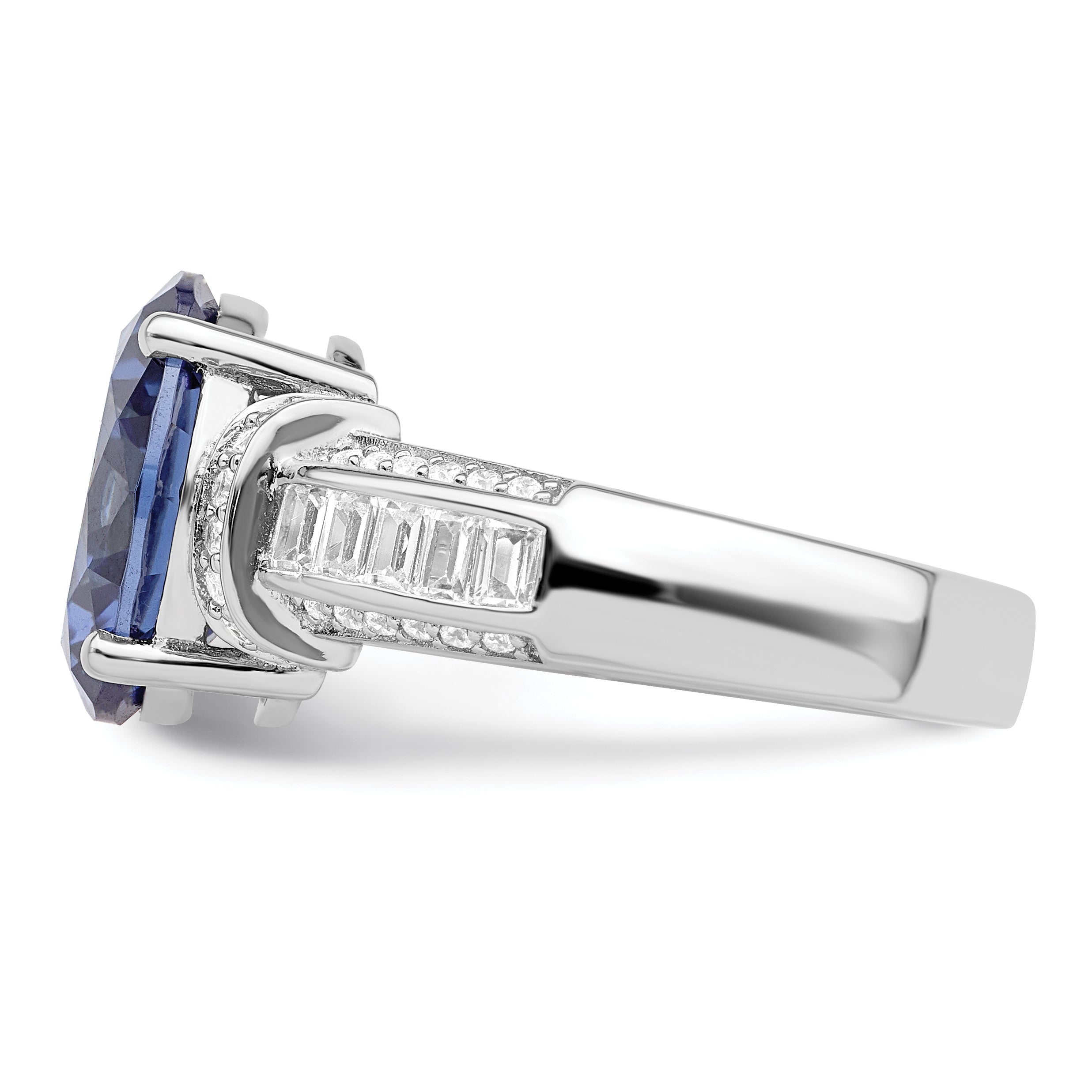Sterlingsilber Rhodiniert Blau & Weiß Zirkonia Ring