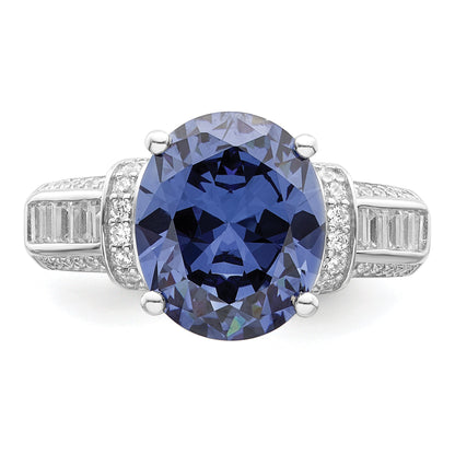 Sterlingsilber Rhodiniert Blau & Weiß Zirkonia Ring