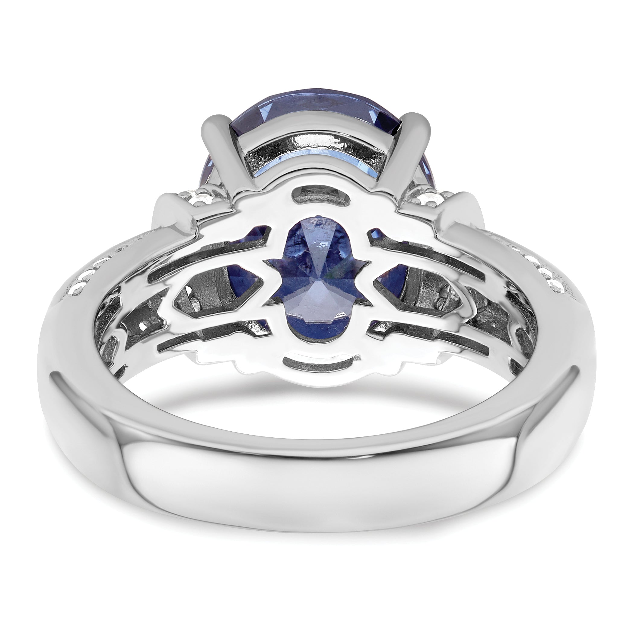 Sterlingsilber Rhodiniert Blau & Weiß Zirkonia Ring