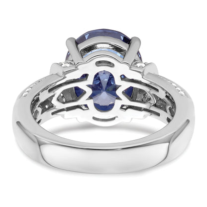 Sterlingsilber Rhodiniert Blau & Weiß Zirkonia Ring
