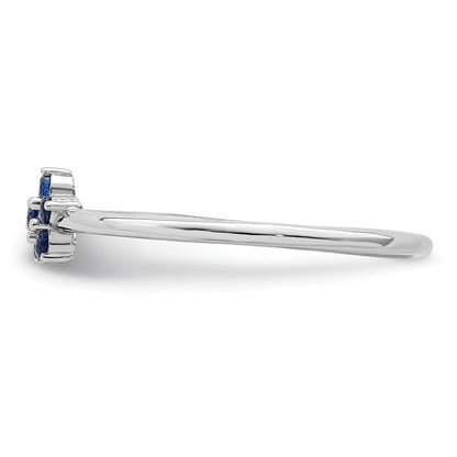 Sterlingsilber Rhodiniert Poliert Blau Zirkonia Blume Ring
