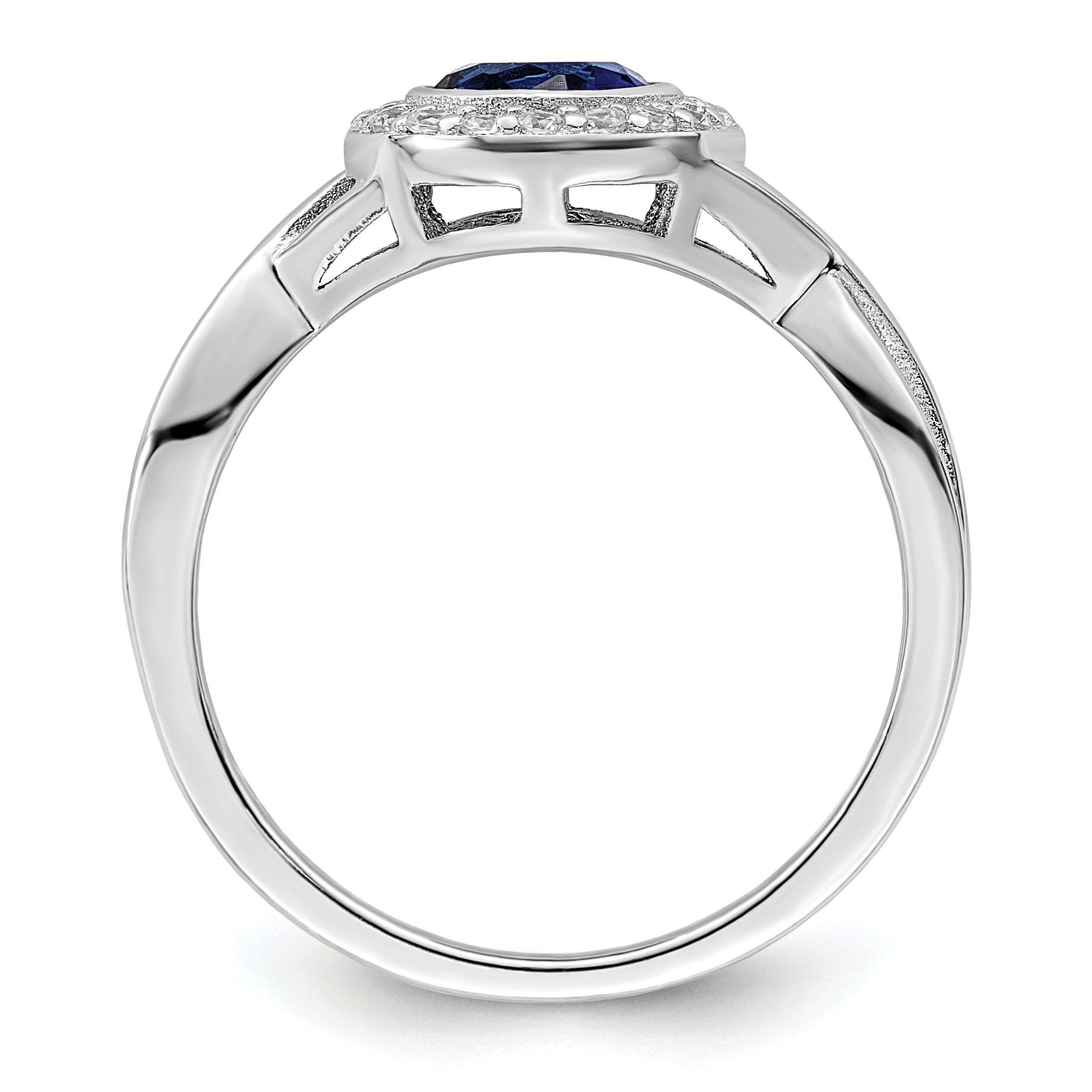Sterlingsilber Rhodiniert Zirkonia und Glas Stein Ring