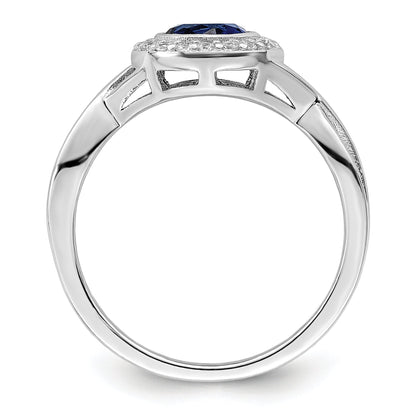 Sterlingsilber Rhodiniert Zirkonia und Glas Stein Ring