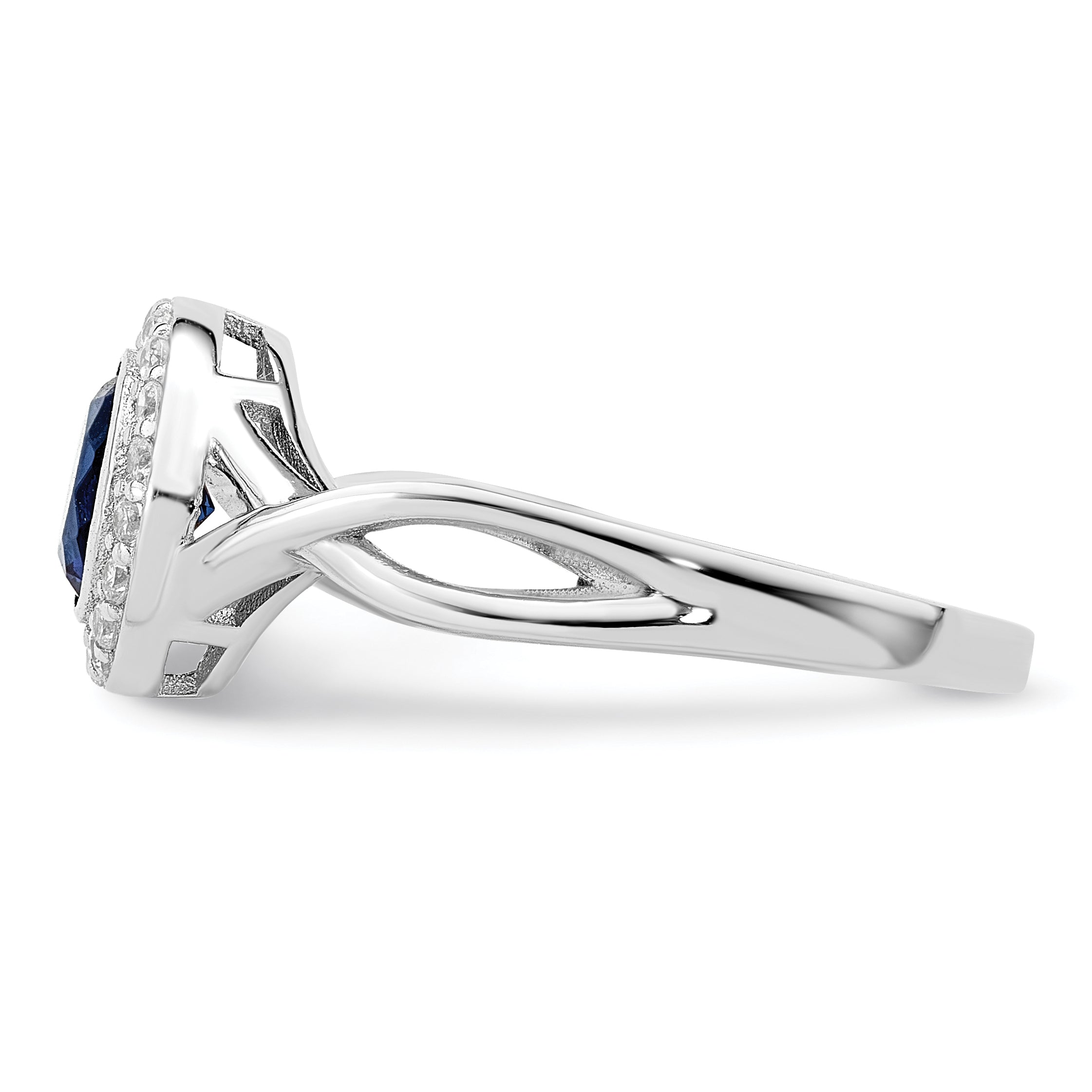 Sterlingsilber Rhodiniert Zirkonia und Glas Stein Ring