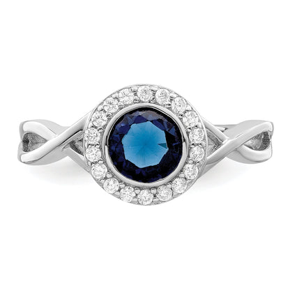 Sterlingsilber Rhodiniert Zirkonia und Glas Stein Ring