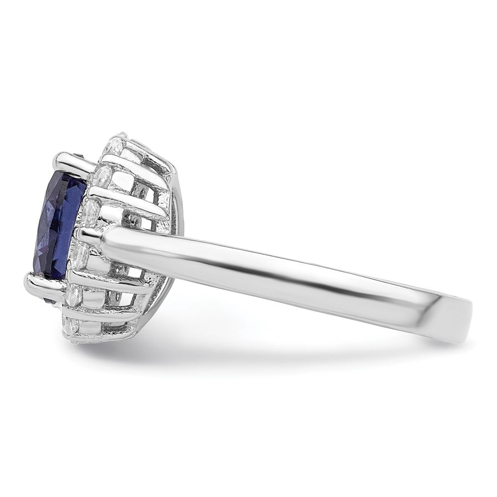 Sterlingsilber Poliert Rhodiniert Blau und Klar Zirkonia Ring