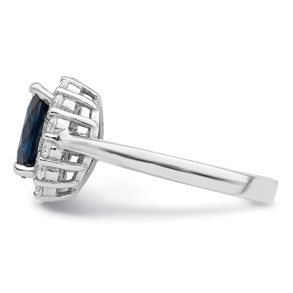 Sterlingsilber Poliert Rhodiniert Blau und Klar Zirkonia Ring