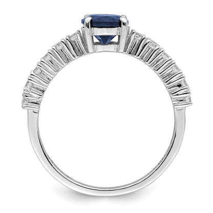Sterlingsilber Poliert Rhodiniert Cr. Blau Spinell und Zirkonia Ring (size 6 Nur)