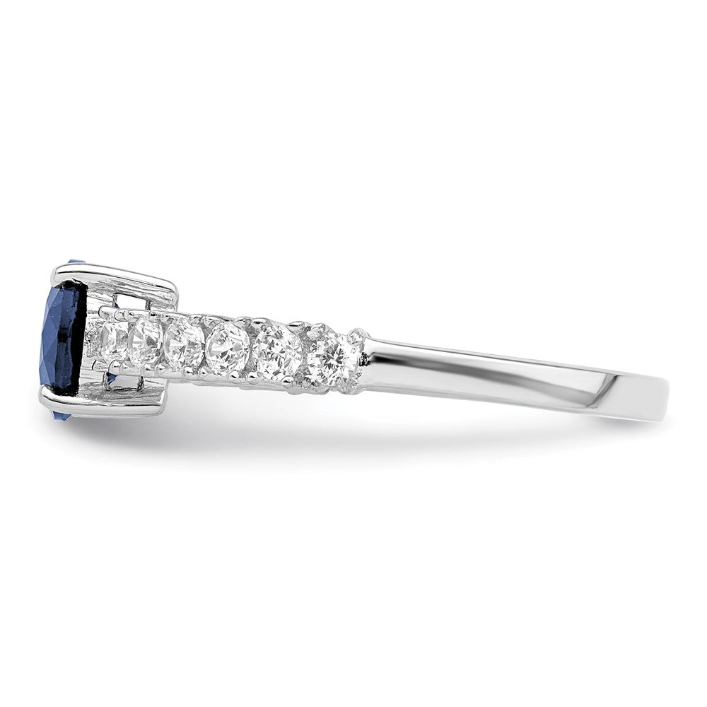 Sterlingsilber Poliert Rhodiniert Cr. Blau Spinell und Zirkonia Ring (size 6 Nur)