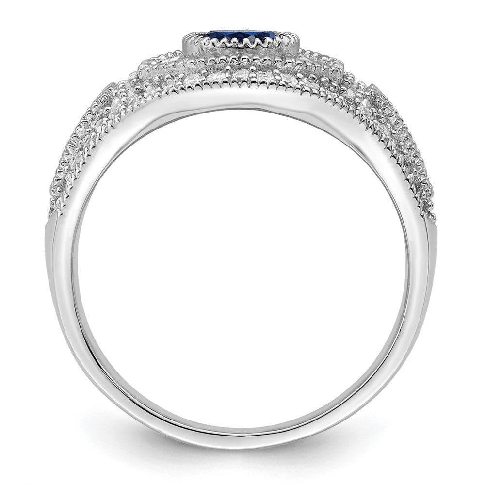 Sterlingsilber Rhodiniert Poliert Blau & Weiß Zirkonia Ring