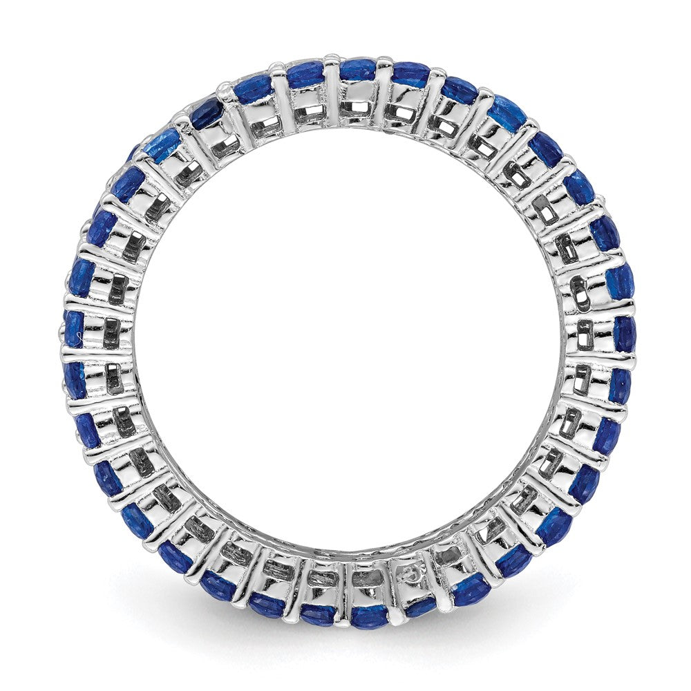 Sterlingsilber Rhodiniert Poliert Blau & Weiß Zirkonia 3 Ring Set