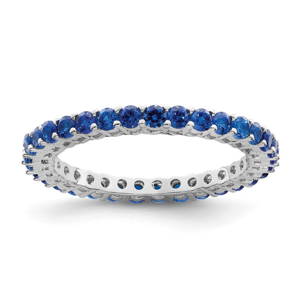 Sterlingsilber Rhodiniert Poliert Blau & Weiß Zirkonia 3 Ring Set