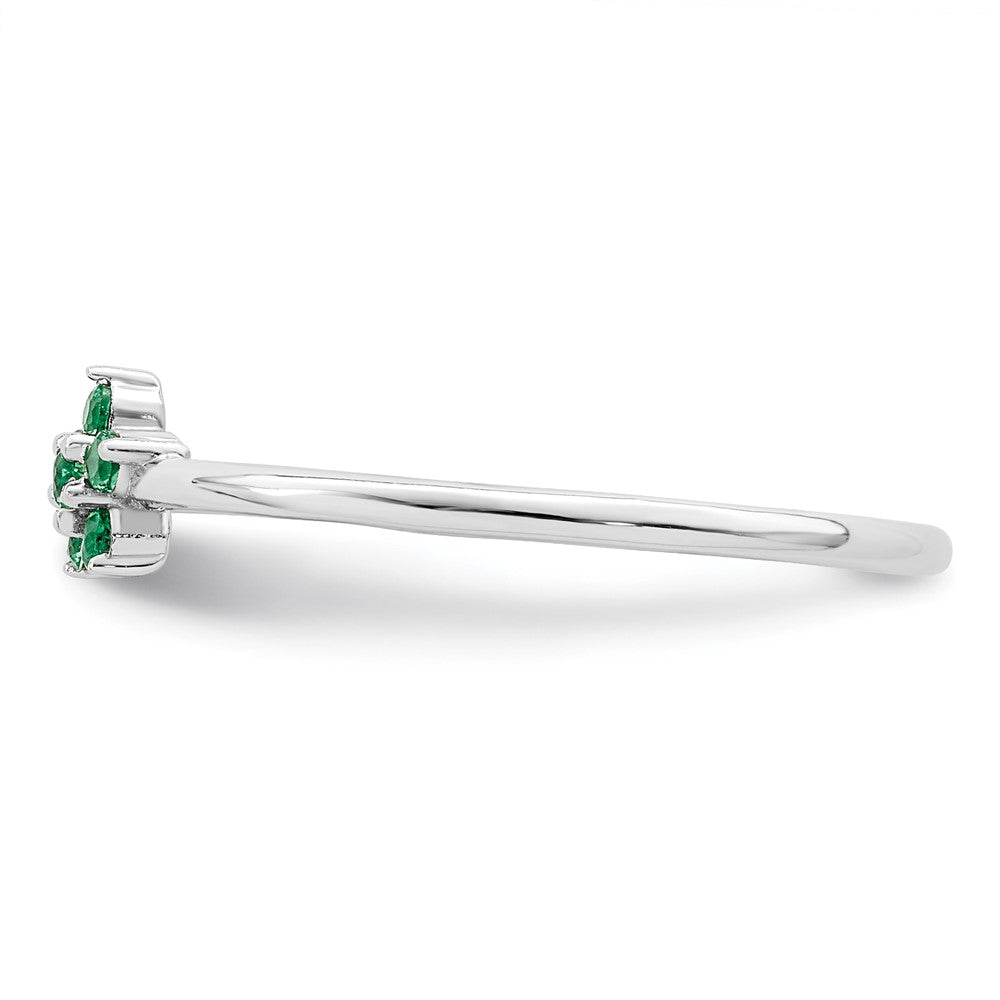 Sterlingsilber Rhodiniert Poliert Grün Zirkonia Blume Ring