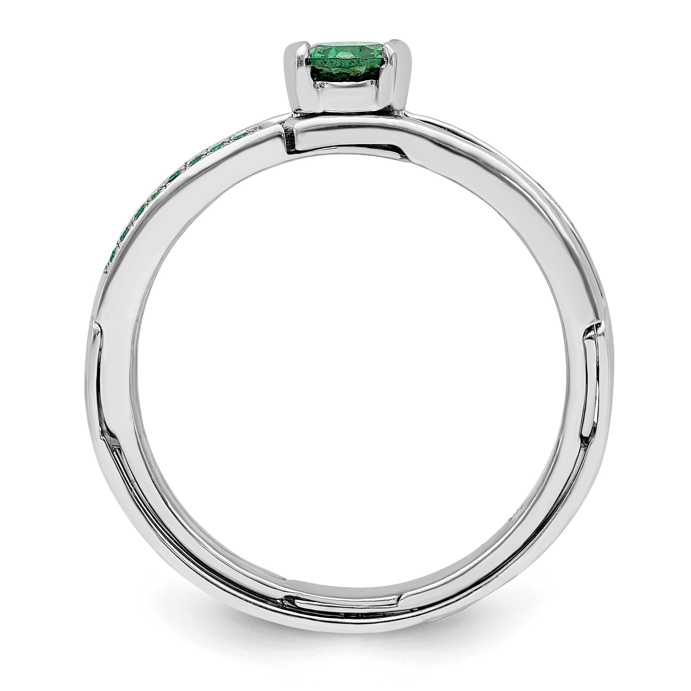 Sterlingsilber Rhodiniert Grün Zirkonia Ring