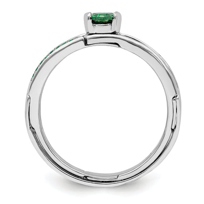 Sterlingsilber Rhodiniert Grün Zirkonia Ring