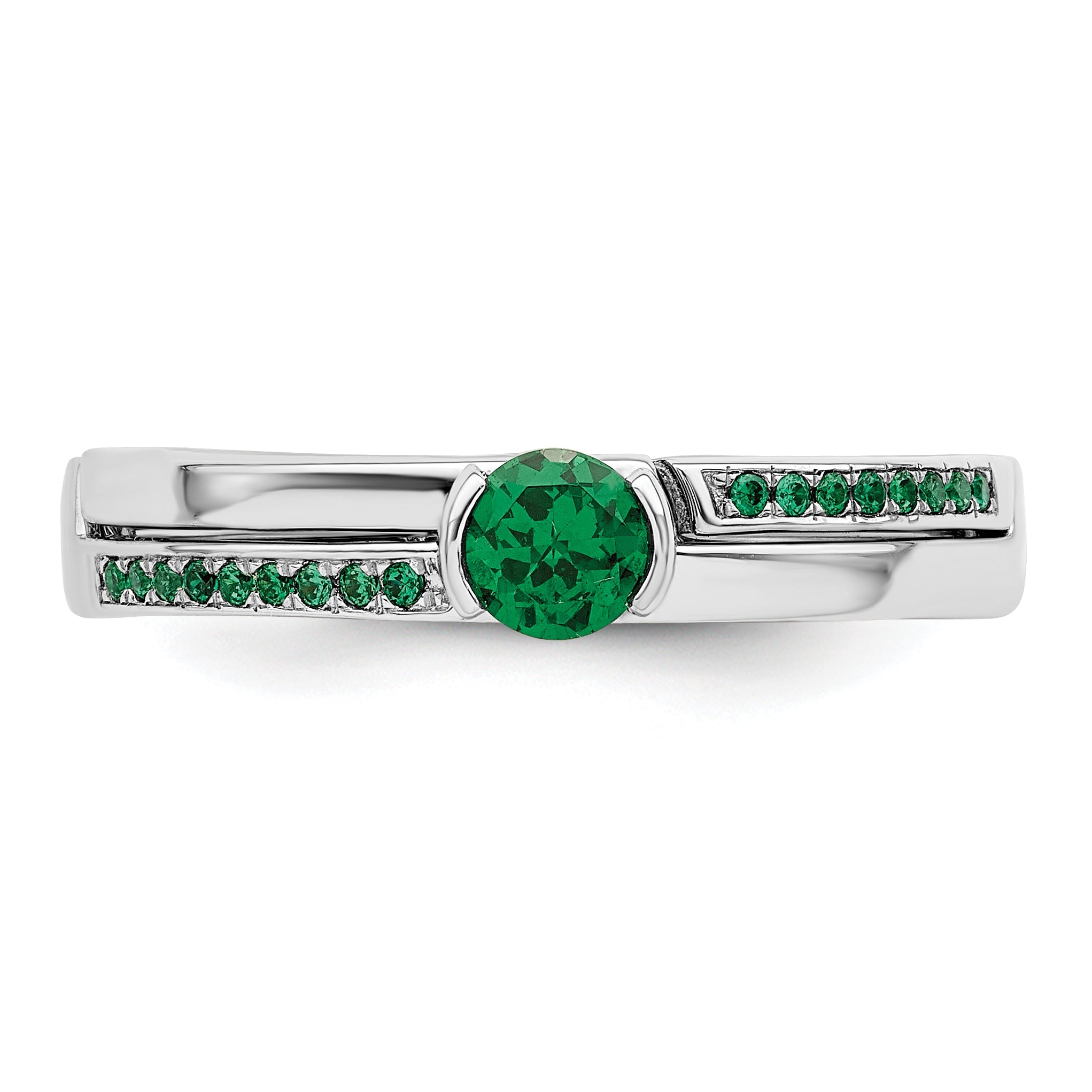 Sterlingsilber Rhodiniert Grün Zirkonia Ring