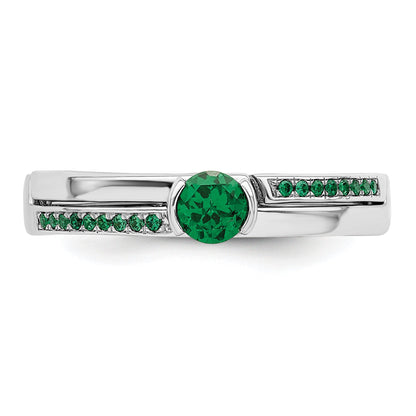 Sterlingsilber Rhodiniert Grün Zirkonia Ring