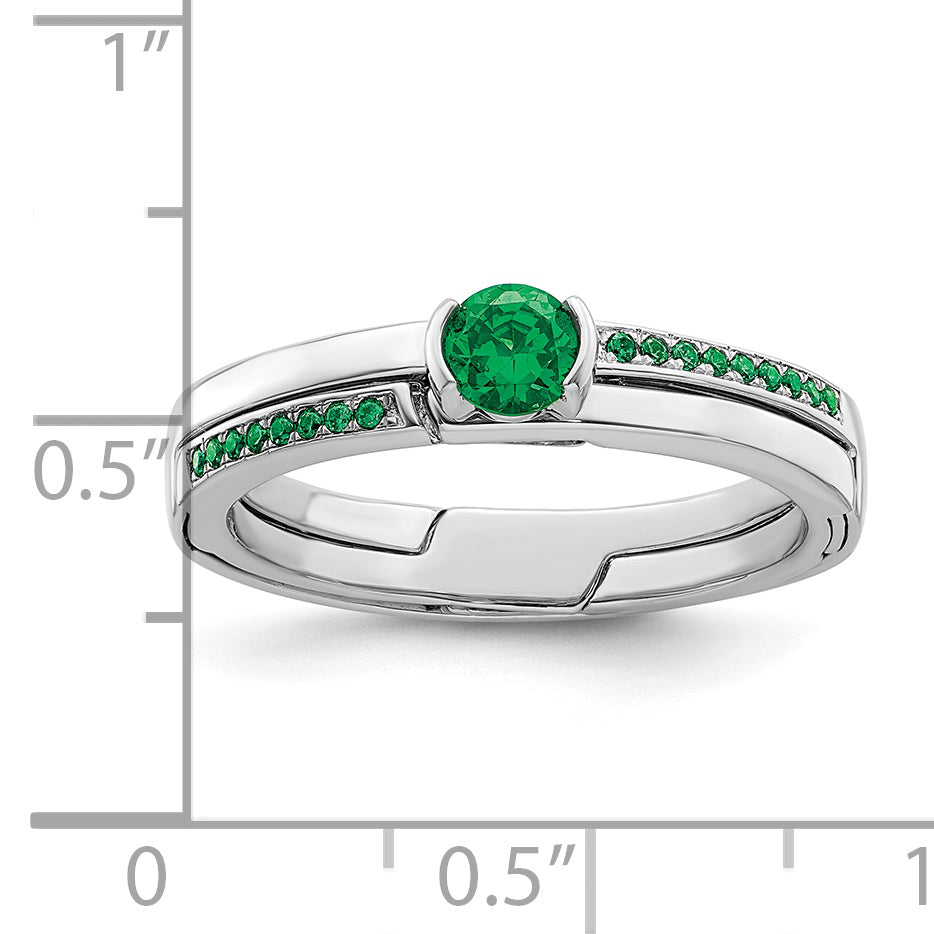 Sterlingsilber Rhodiniert Grün Zirkonia Ring