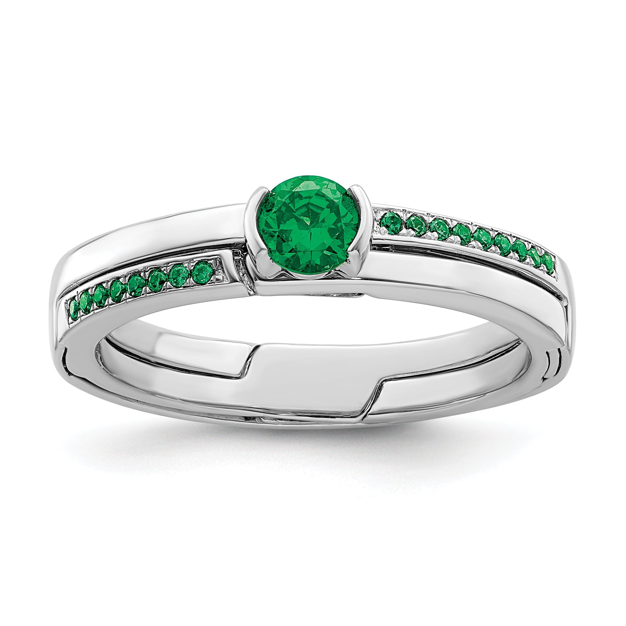 Sterlingsilber Rhodiniert Grün Zirkonia Ring