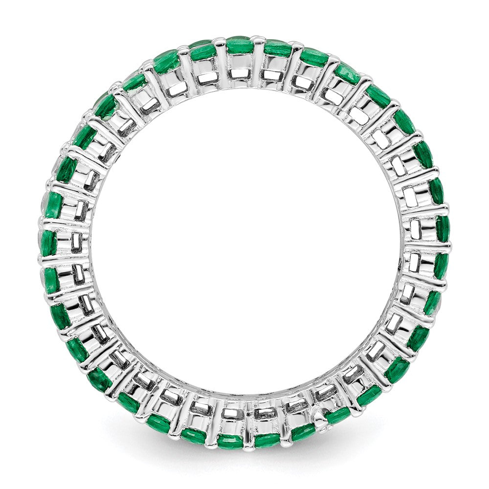 Sterlingsilber Rhodiniert Poliert Grün & Weiß Zirkonia 3 Ring Set