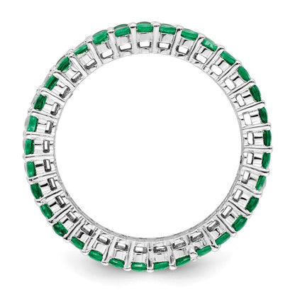 Sterlingsilber Rhodiniert Poliert Grün & Weiß Zirkonia 3 Ring Set