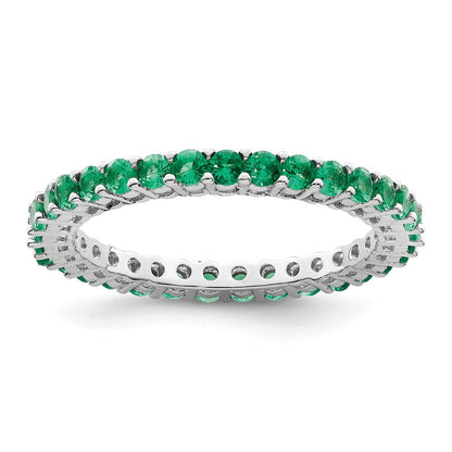 Sterlingsilber Rhodiniert Poliert Grün & Weiß Zirkonia 3 Ring Set