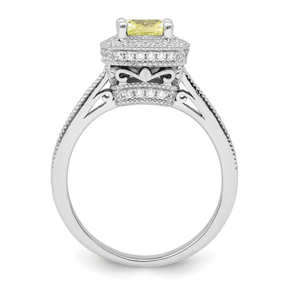 Sterlingsilber Rhodiniert Weiß und Gelb Zirkonia Ring