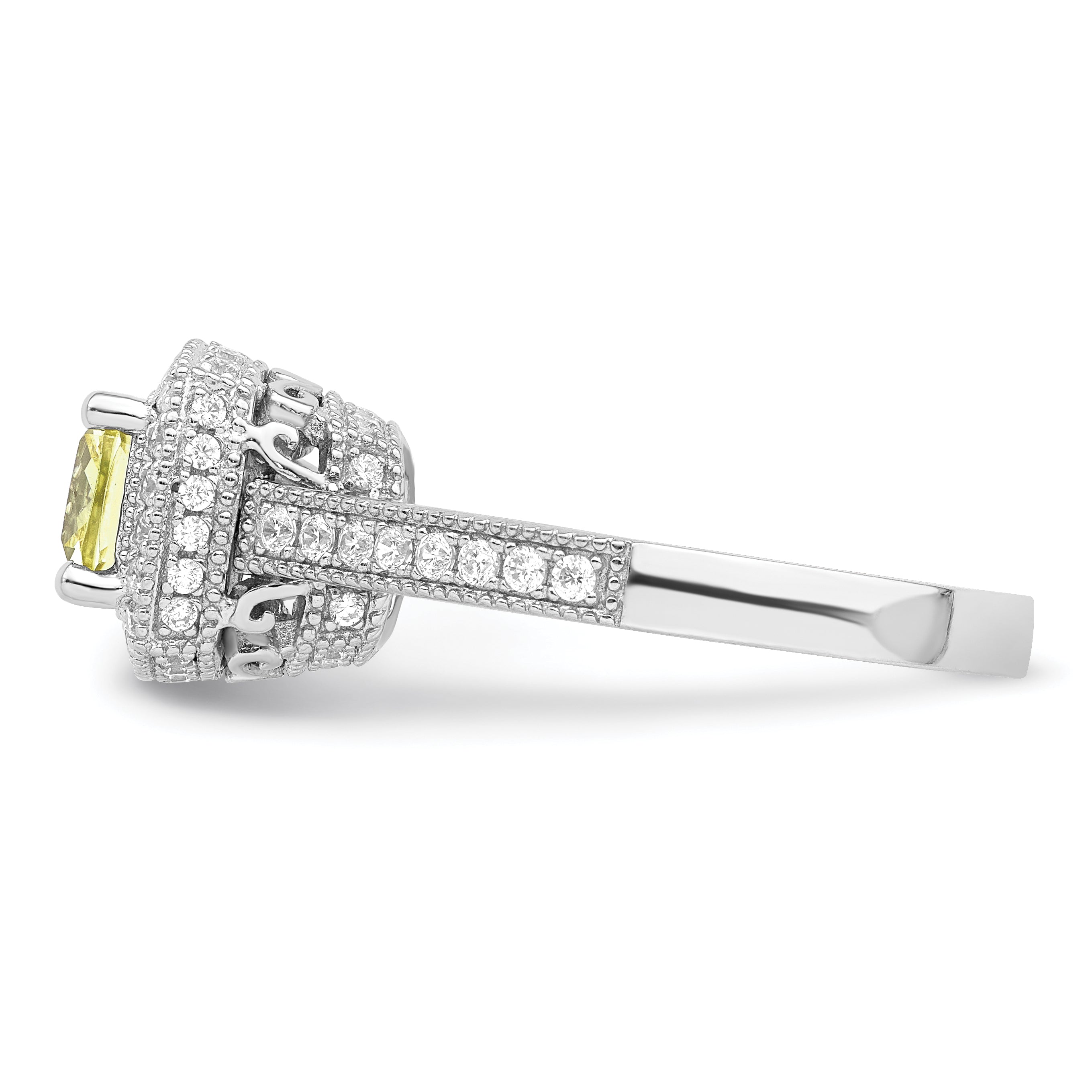 Sterlingsilber Rhodiniert Weiß und Gelb Zirkonia Ring