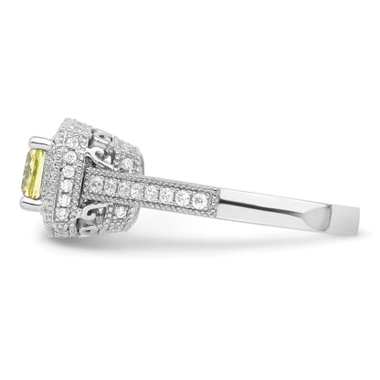 Sterlingsilber Rhodiniert Weiß und Gelb Zirkonia Ring