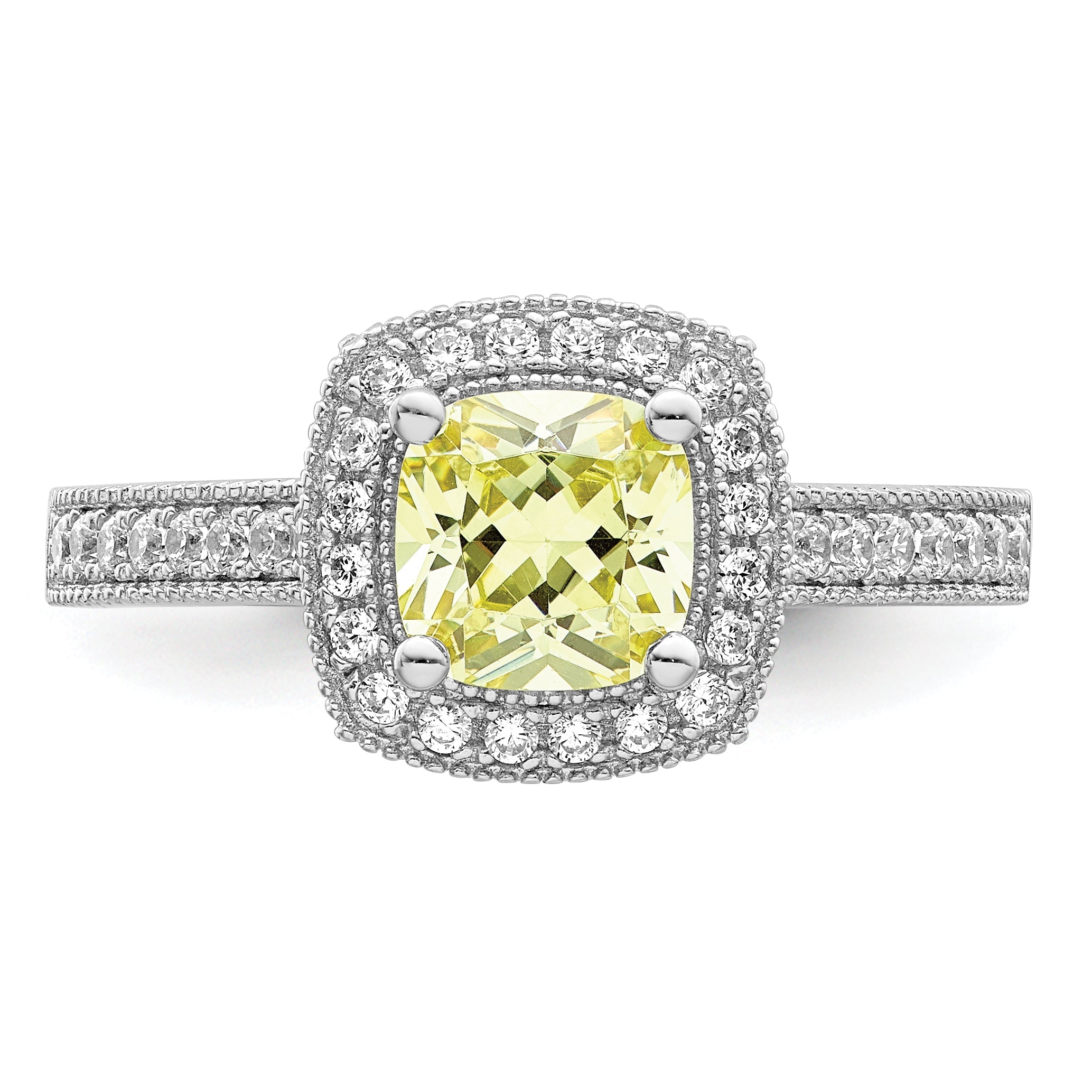 Sterlingsilber Rhodiniert Weiß und Gelb Zirkonia Ring