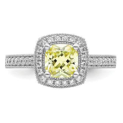 Sterlingsilber Rhodiniert Weiß und Gelb Zirkonia Ring