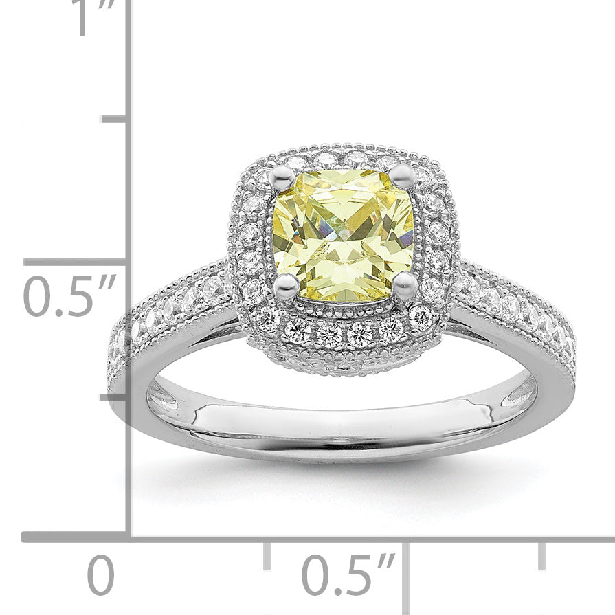 Sterlingsilber Rhodiniert Weiß und Gelb Zirkonia Ring