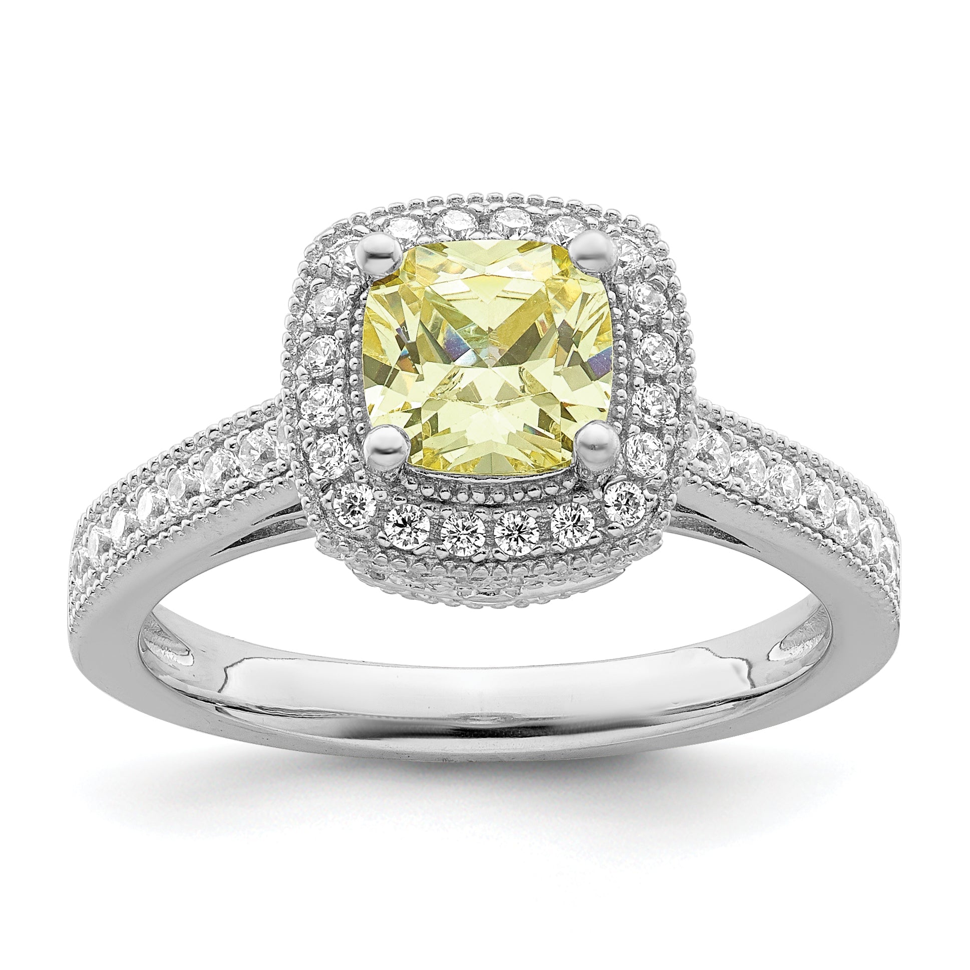 Sterlingsilber Rhodiniert Weiß und Gelb Zirkonia Ring