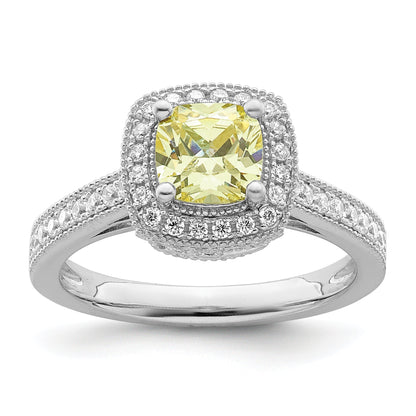 Sterlingsilber Rhodiniert Weiß und Gelb Zirkonia Ring