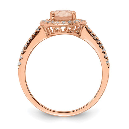 Sterlingsilber Roséfarben Rosa & Weiß Zirkonia Oval Ring