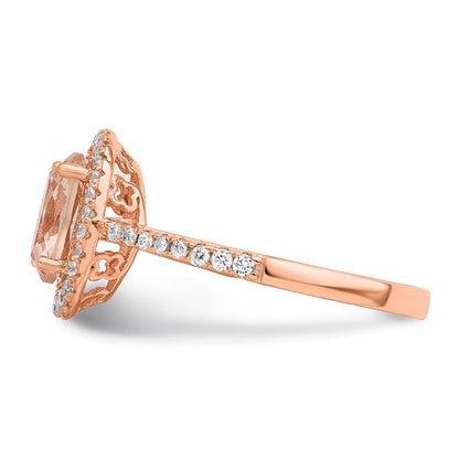 Sterlingsilber Roséfarben Rosa & Weiß Zirkonia Oval Ring