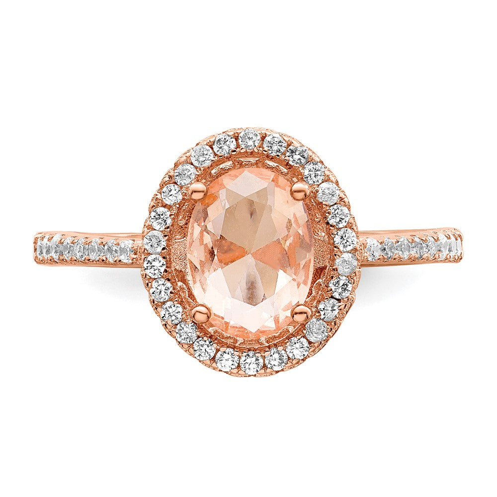Sterlingsilber Roséfarben Rosa & Weiß Zirkonia Oval Ring